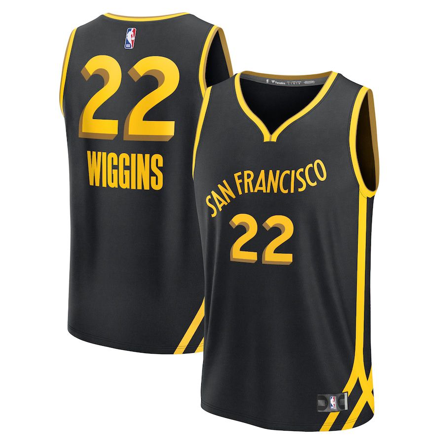 Men Golden State Warriors 22 Andrew Wiggins Fanatics Branded Black City Edition 2023-24 Fast Break NBA Jersey